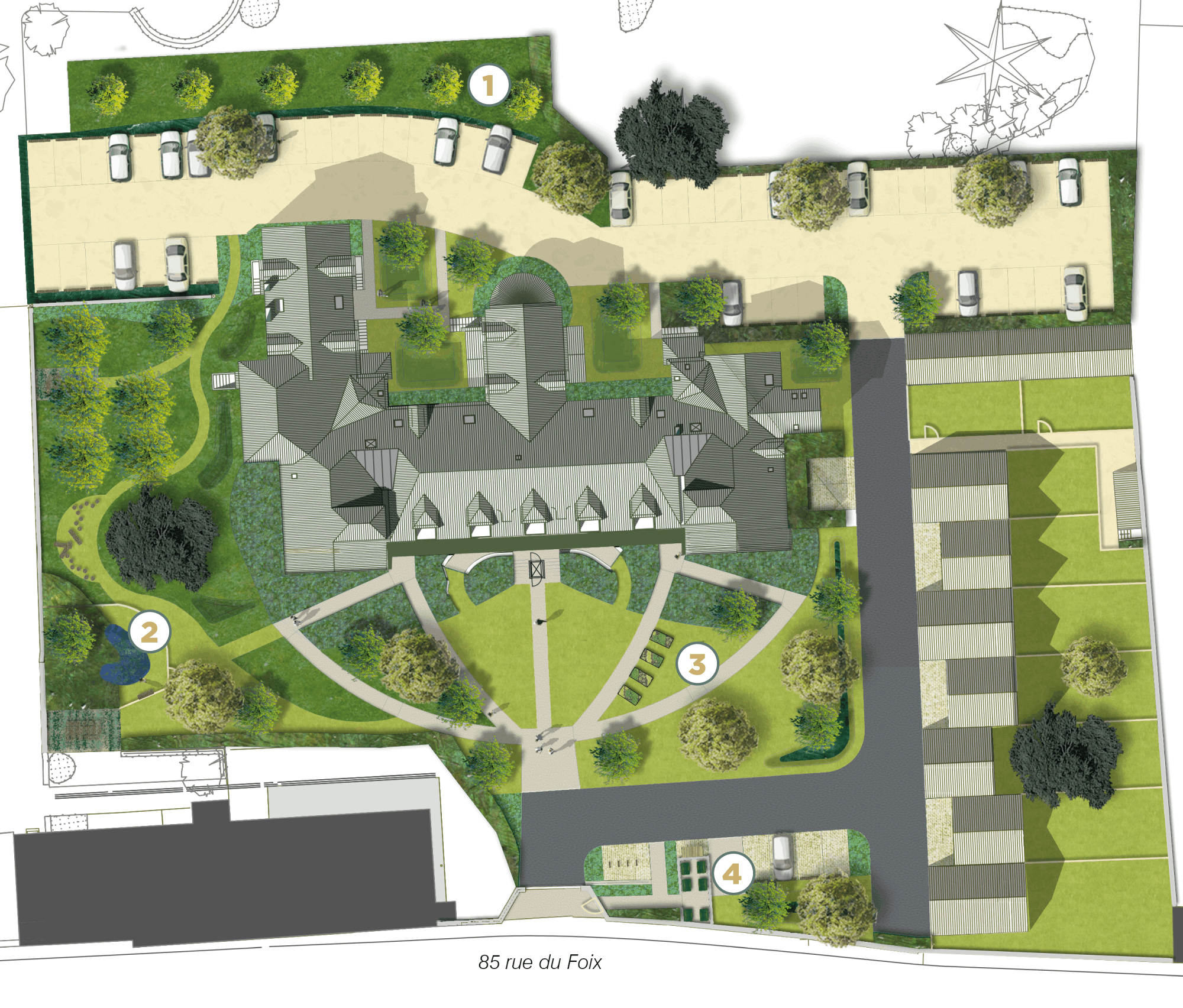 Plan de masse des aménagements extérieurs des Loggias du Foix